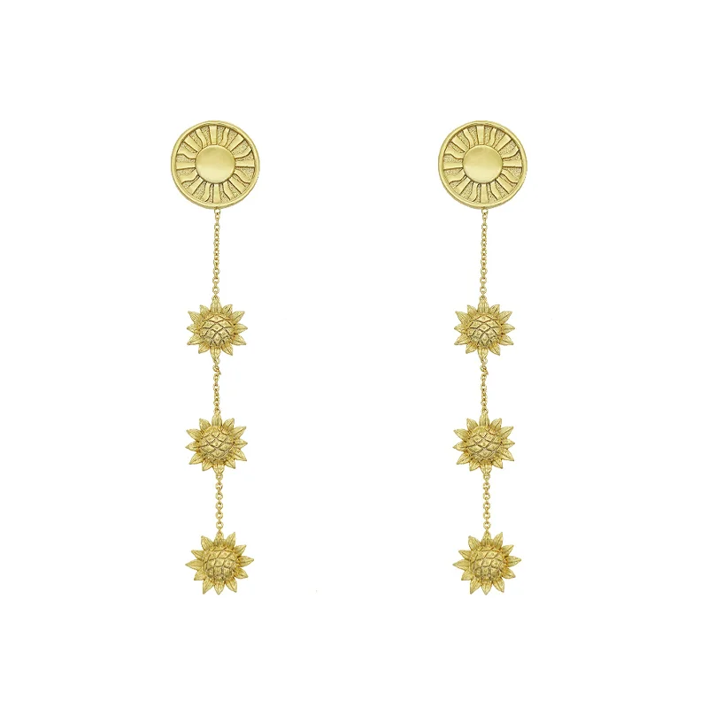 big hoop earrings for women -TAROT Sun Sunflower Drop Earrings