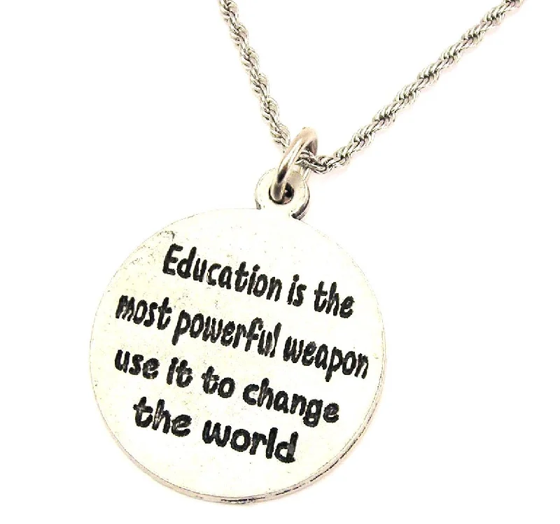 vintage gold necklaces for women -Education Is The Most Powerful Weapon Single Charm Necklace