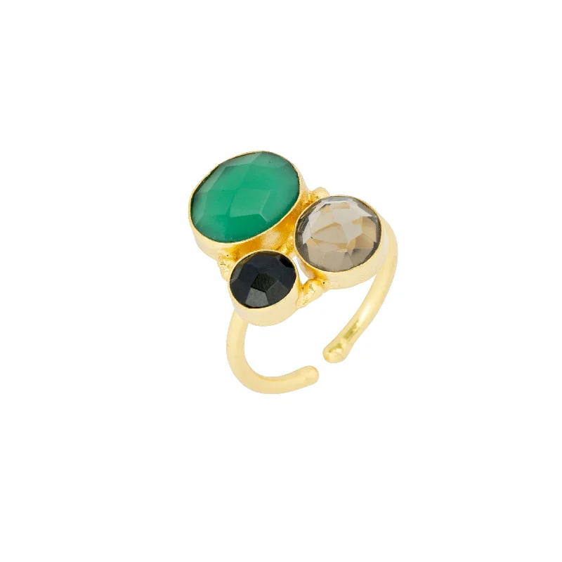 fashion engagement rings -Florence Ring Green & Black