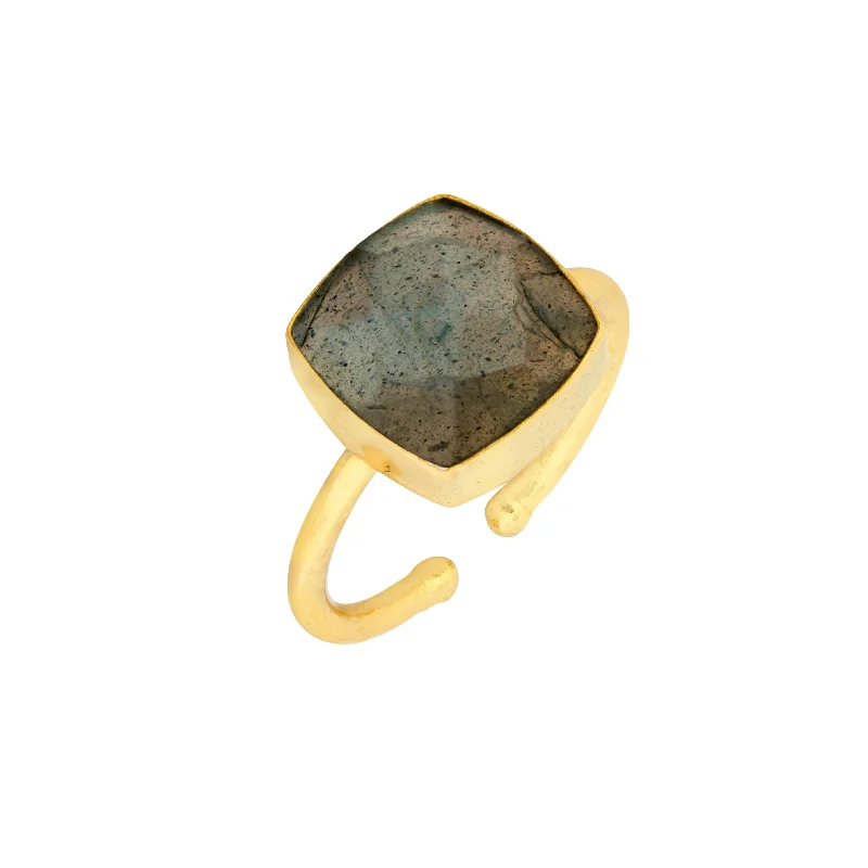 gold plated rings for women -Darcy Ring Labradorite