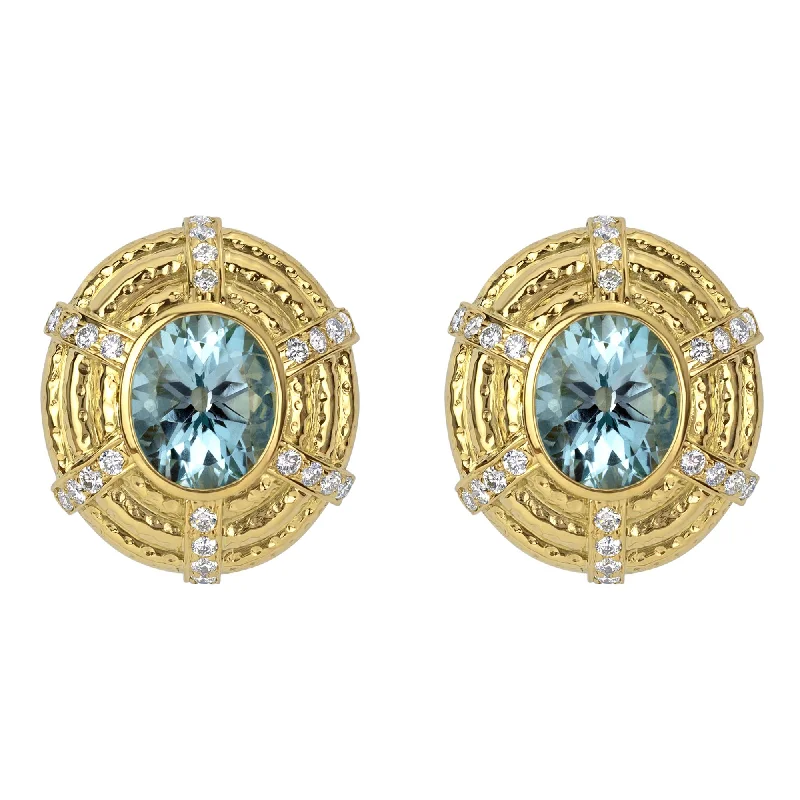 trendy earrings for women -Earrings- Blue Topaz And Diamond