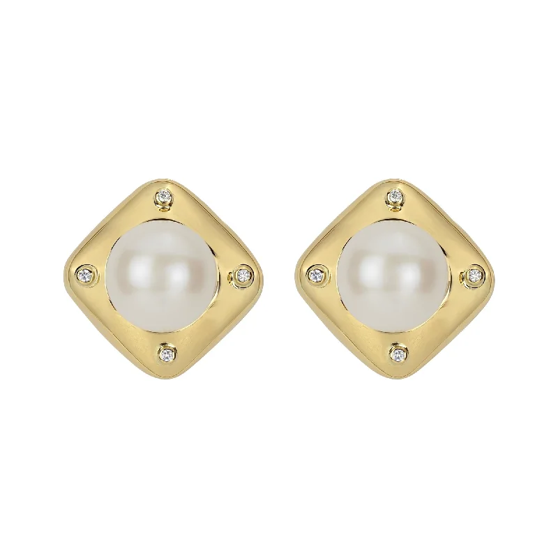 luxury earrings for women -Earrings- South Sea Pearl And Diamond