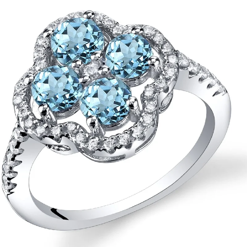 wedding rings with gemstones -Sterling Silver 1 ct London Blue Topaz Birthstone Ring