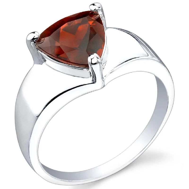 custom birthstone rings -Sterling Silver 2.25 ct Garnet Solitaire Ring