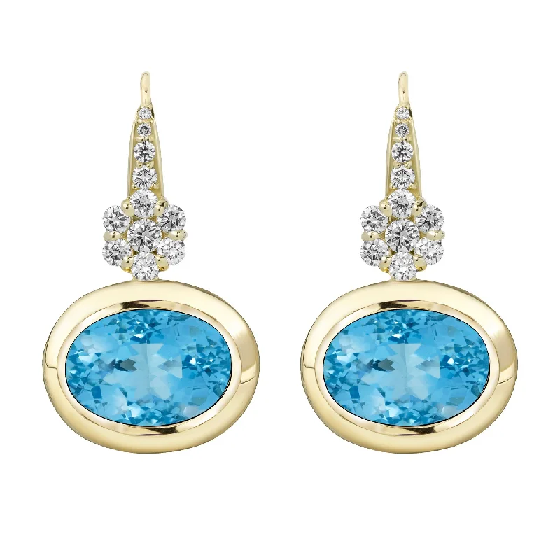 cute earrings for women -Earrings - Blue Topaz And Diamond