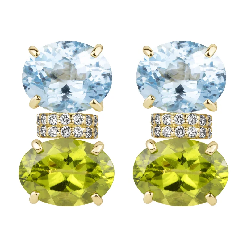 statement earrings for women -Earrings - Blue Topaz, Peridot And Diamond