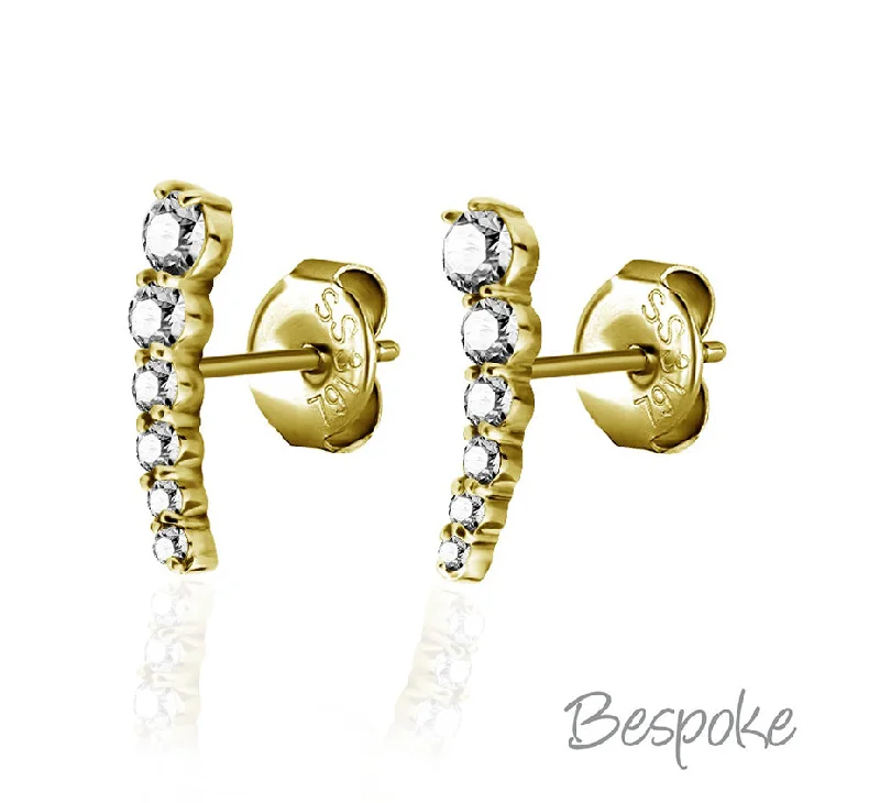 custom earrings for women -Bespoke Earring Gold Curved 0.8mm - Pair