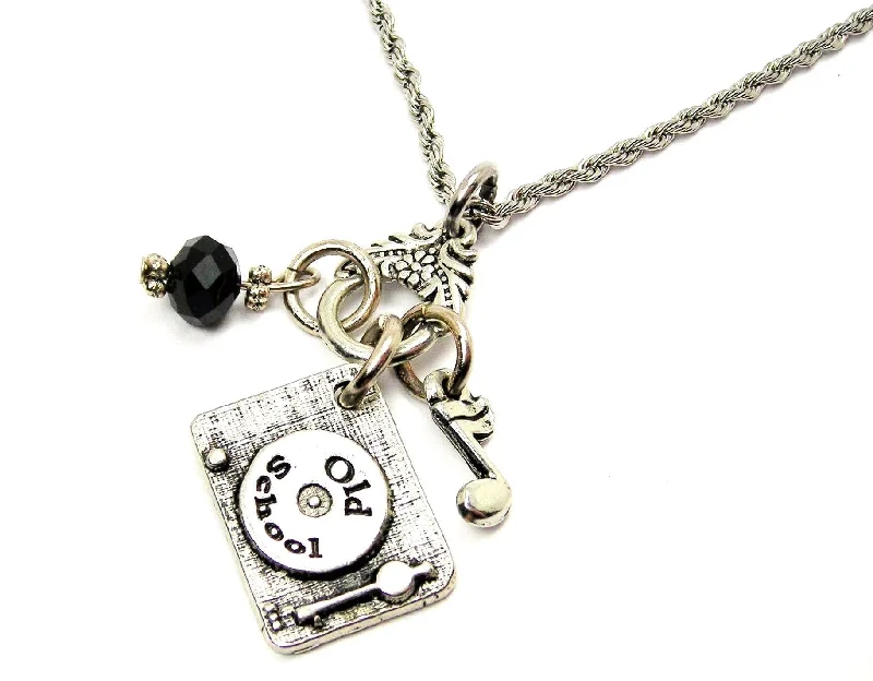 infinity necklaces for women -Old School Record Player Catalog Necklace -  Black