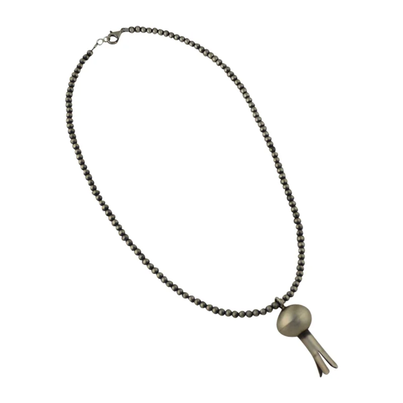 birthday gift necklaces for women -Monica Smith Sterling Silver Navajo Pearls & Blossom Necklace