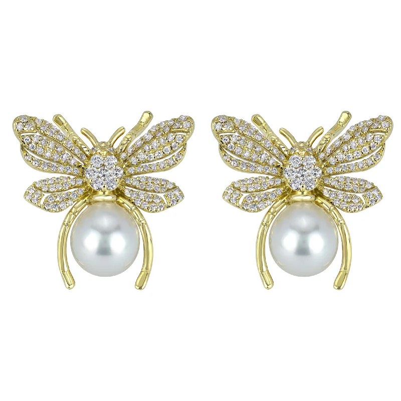 chic earrings for women -Earrings - Diamond And South Sea Pearl