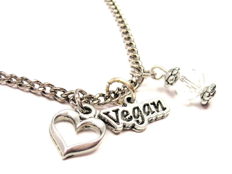 handmade necklaces for women -Vegan Necklace with Small Heart