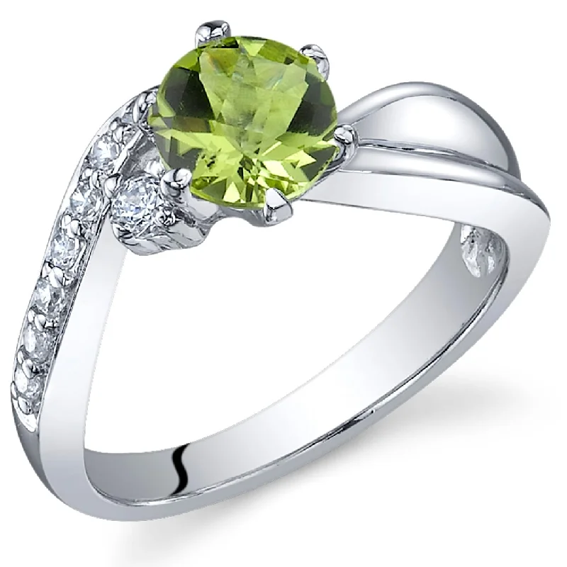 flower rings for women -Sterling Silver 0.75 ct Peridot Birthstone Ring