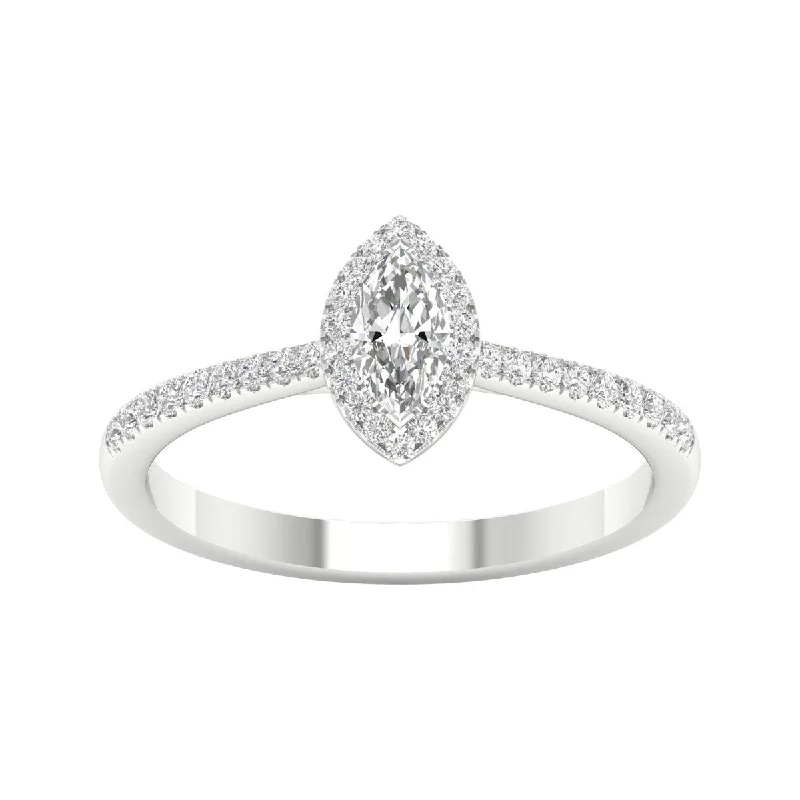 trendy rings for women -3/8ct TDW Diamond Halo Ring in 10k Gold by De Couer