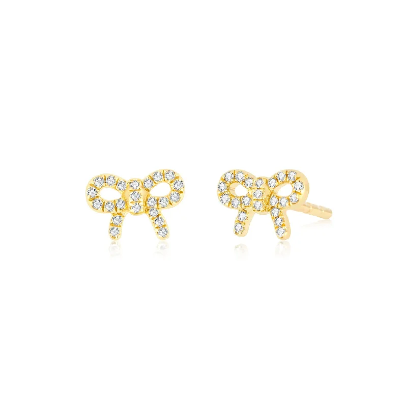 long drop earrings for women -Diamond Mini Bow Stud Earring