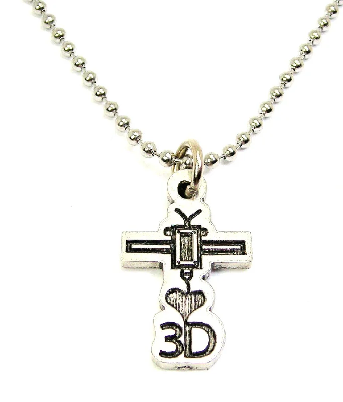 women's silver necklaces -I Love 3D Catalog Necklace