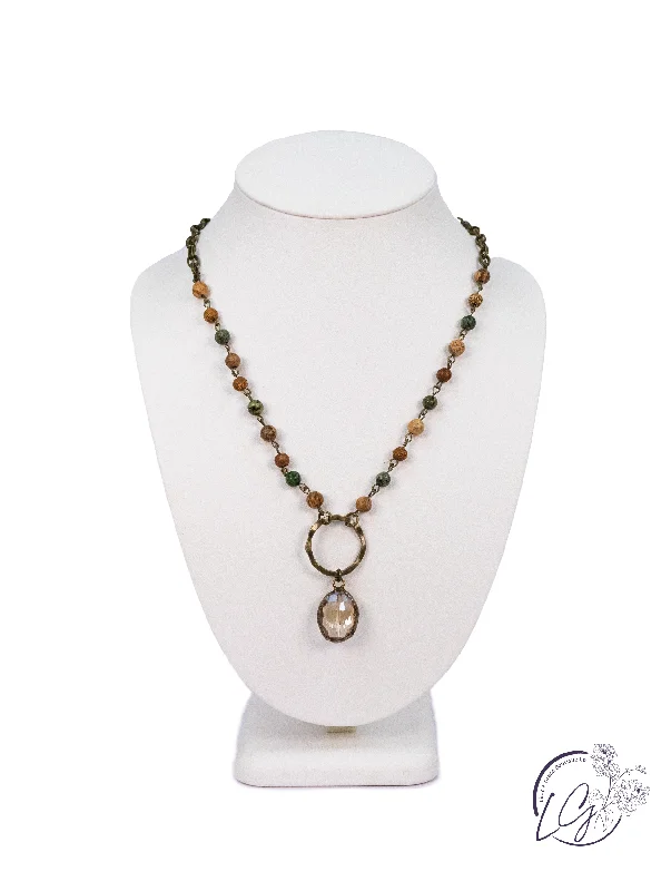 gold heart-shaped necklaces -Heartland Crystal Necklace