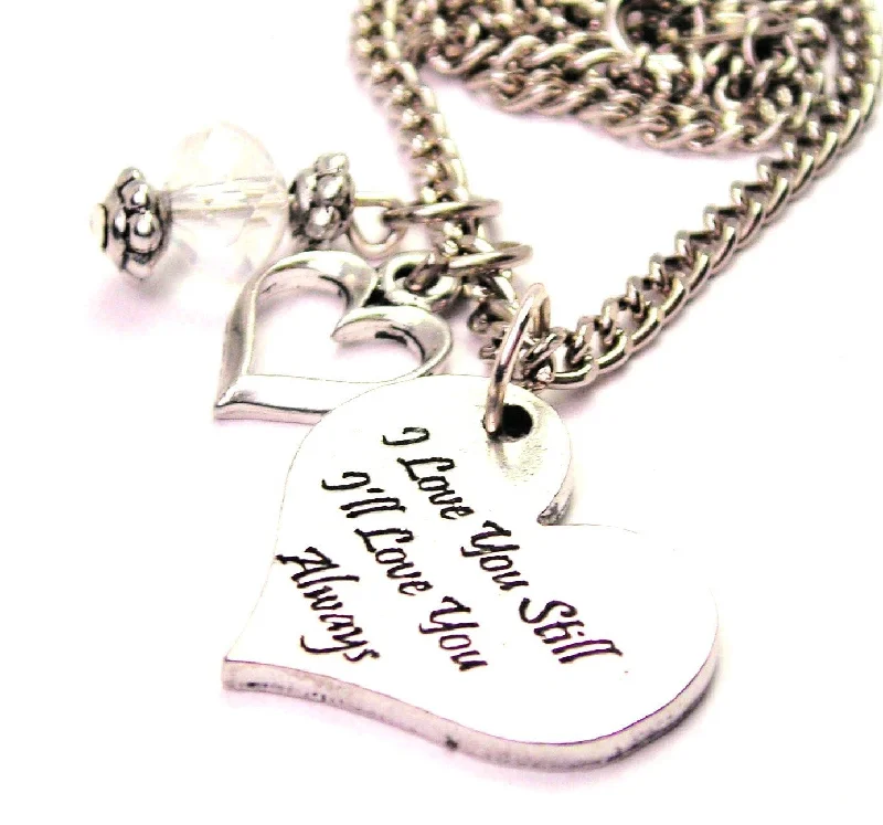 handmade necklaces for women -I Love You Still I'll Love You Always Heart Necklace with Small Heart