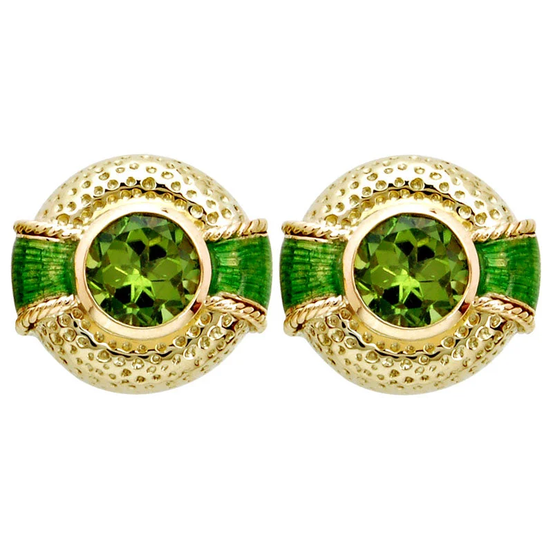 antique earrings for women -Earrings- Peridot (Enamel)