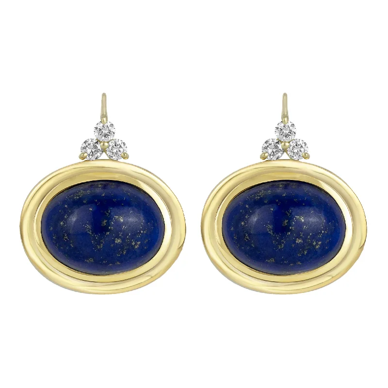 unique earrings for women -Earrings - Lapis Lazulli And Diamond