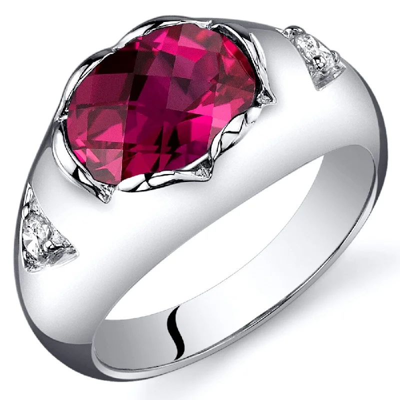 bridal rings for women -Sterling Silver 2.5 ct Created Ruby Birthstone Ring