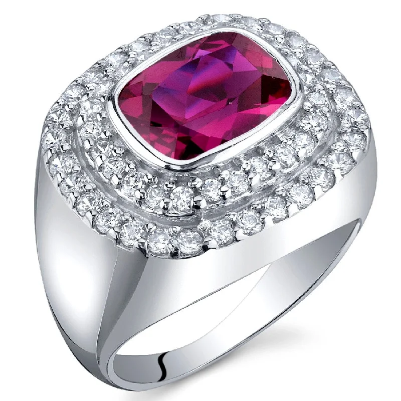 statement rings for women -Sterling Silver 2.75 ct Created Ruby Birthstone Ring