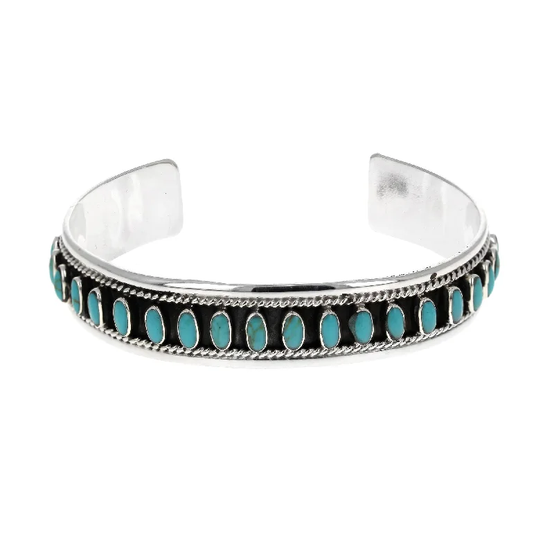 engraved gold bangles -Oval Turquoise Cuff