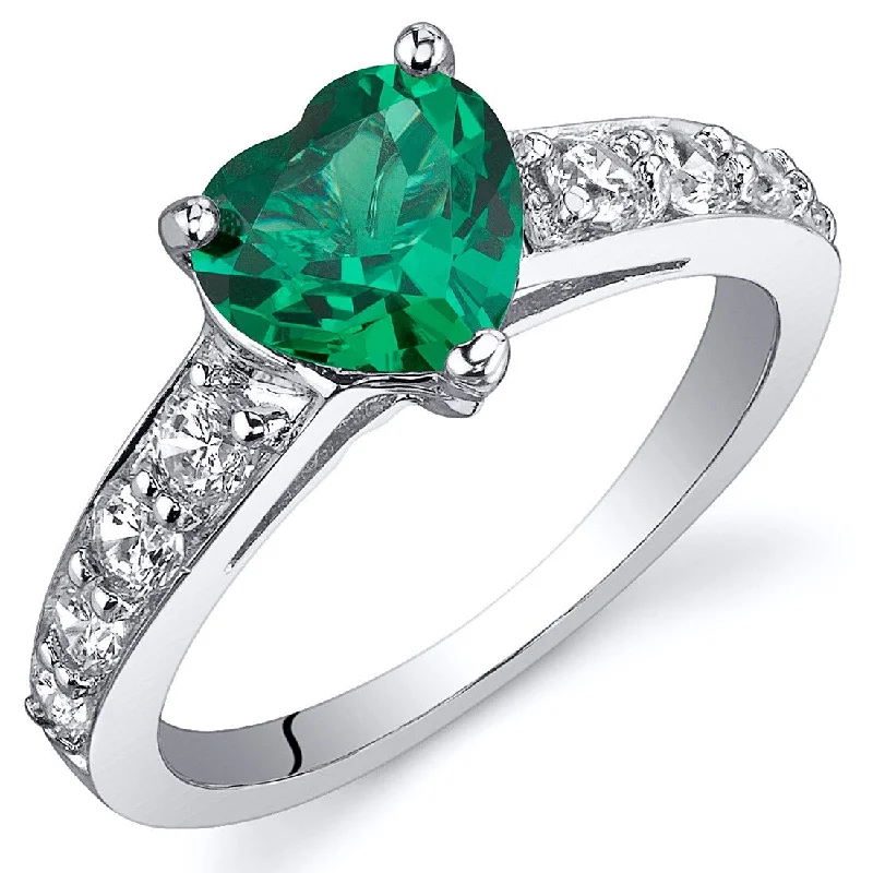 engagement rings for women -Sterling Silver 1 ct Created Emerald Promise Ring