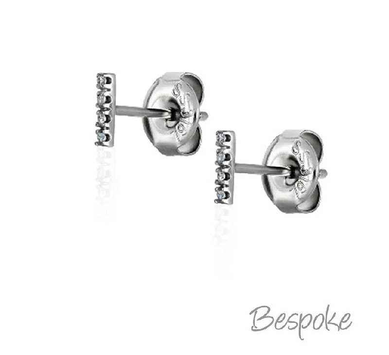 luxury earrings for women -Bespoke Earring Jewelled Bar - Pair