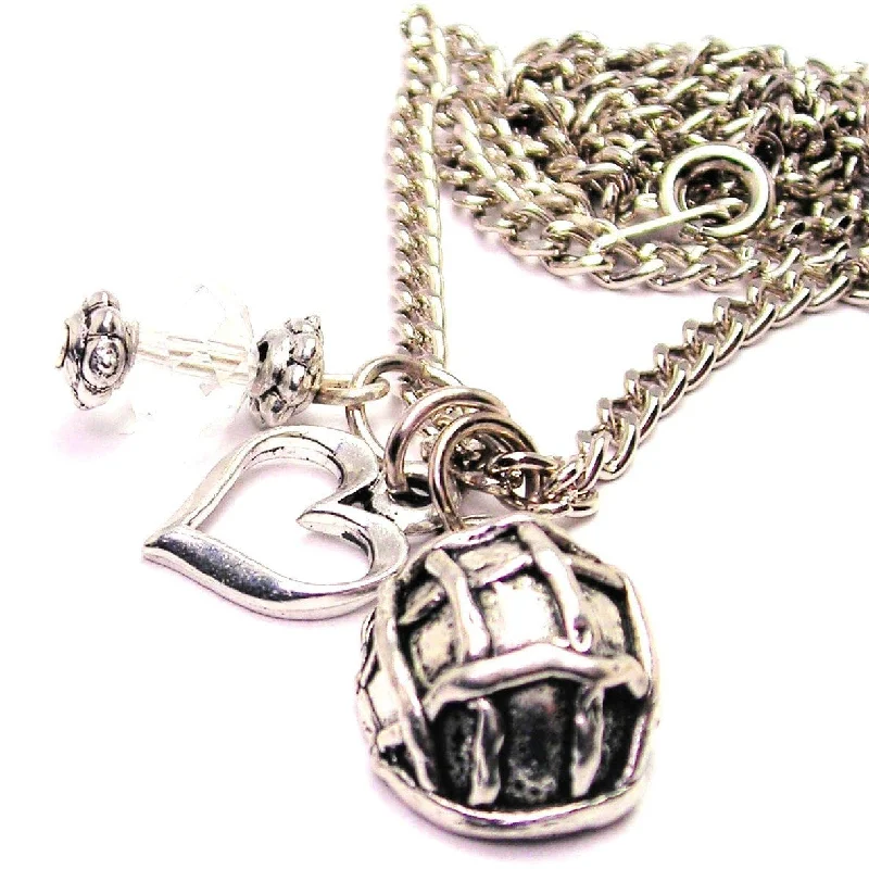 adjustable necklaces for women -Army Soldiers Helmet Necklace with Small Heart