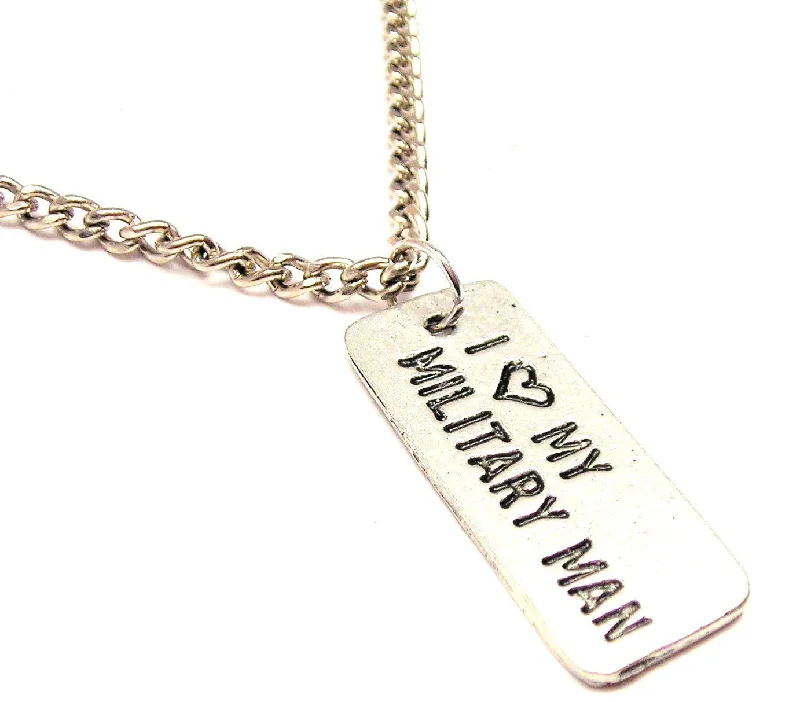 vintage gold necklaces for women -I Love My Military Man Single Charm Necklace