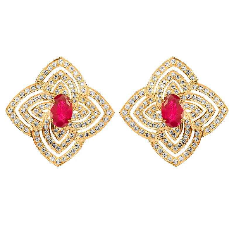 birthstone earrings for women -Earrings - Ruby & Diamond