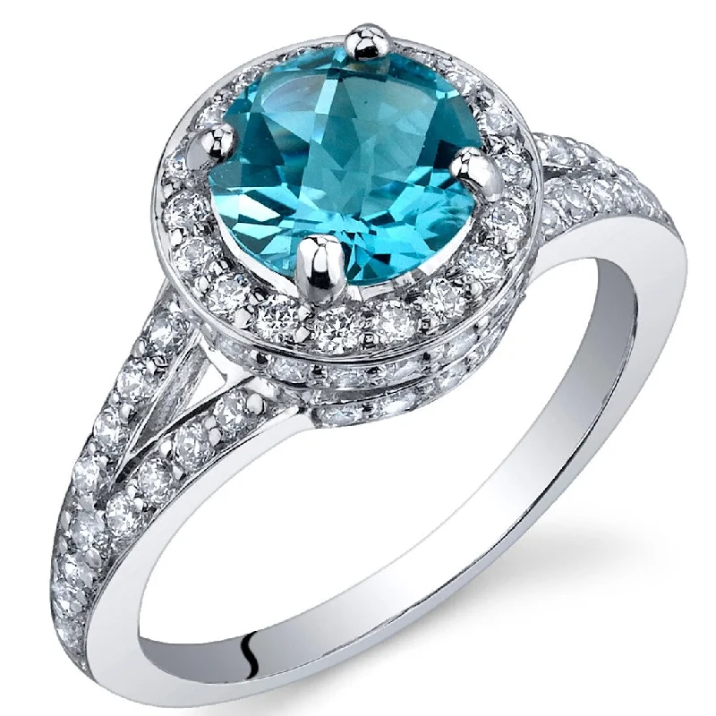 diamond cluster rings for women -Sterling Silver 1.5 ct Swiss Blue Topaz Birthstone Ring