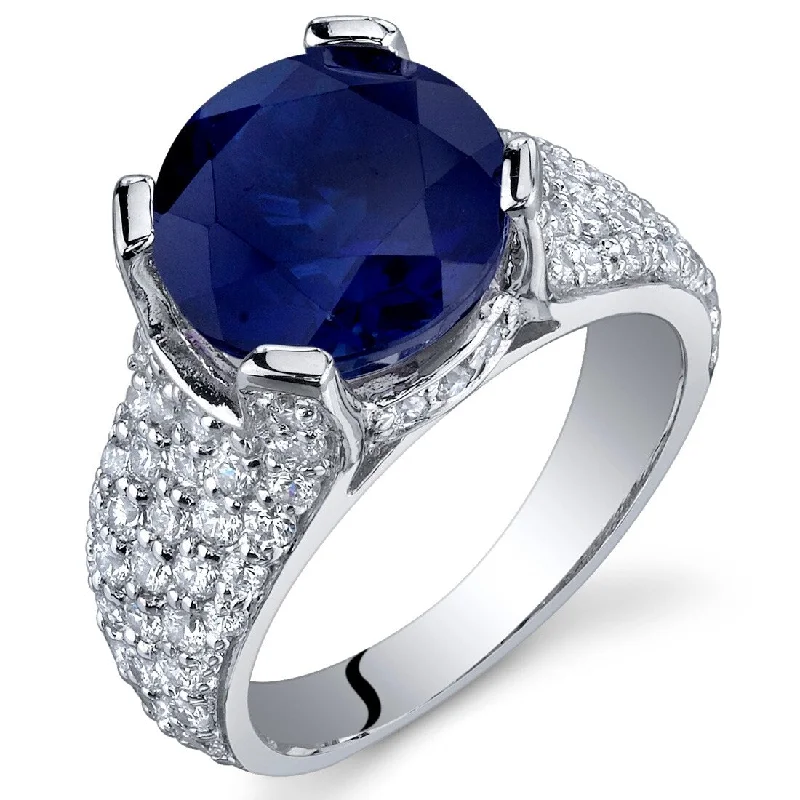 adjustable rings for women -Sterling Silver 5.25 ct Created Sapphire Birthstone Ring