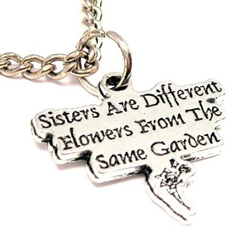 colorful necklaces for women -Sisters Are Different Flowers From The Same Garden Single Charm Necklace