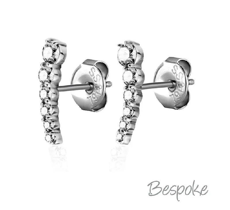 hoop earrings with diamonds -Bespoke Earring Steel Curved 0.8mm - Pair