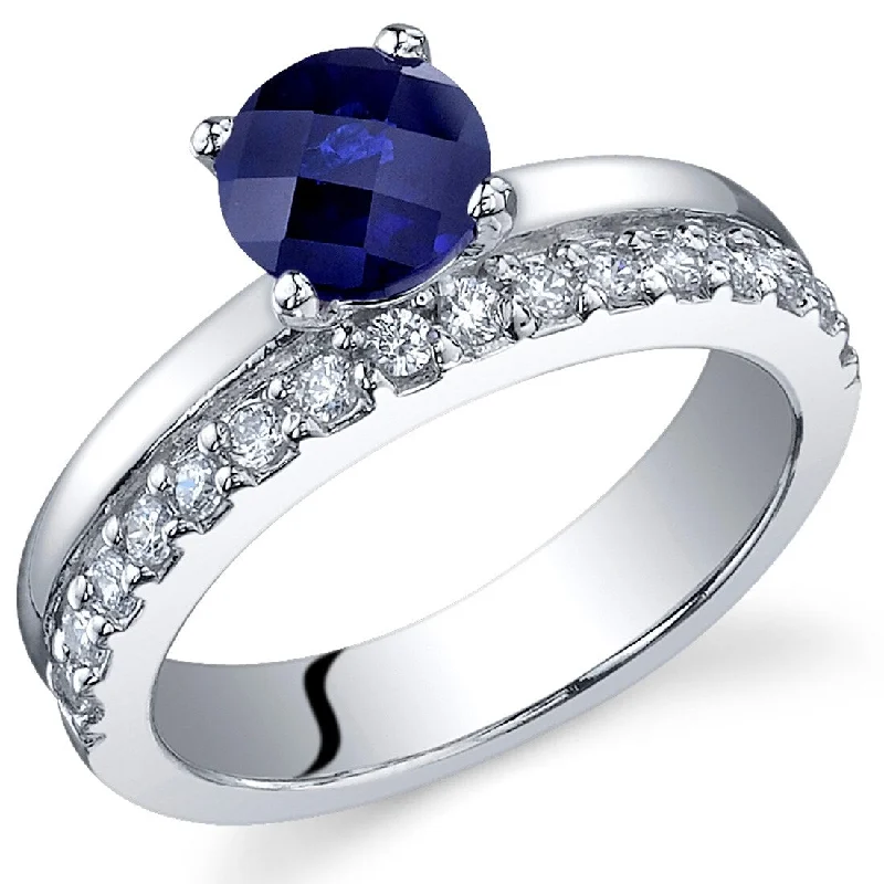 sapphire rings for women -Sterling Silver 1.25 ct Created Sapphire Birthstone Ring