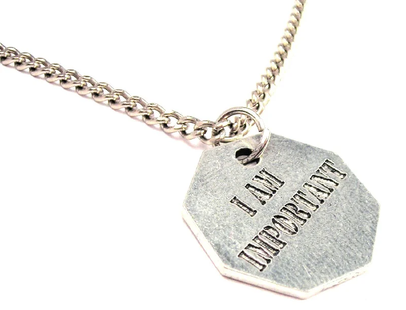 heart-shaped necklaces for women -I Am Important Single Charm Necklace