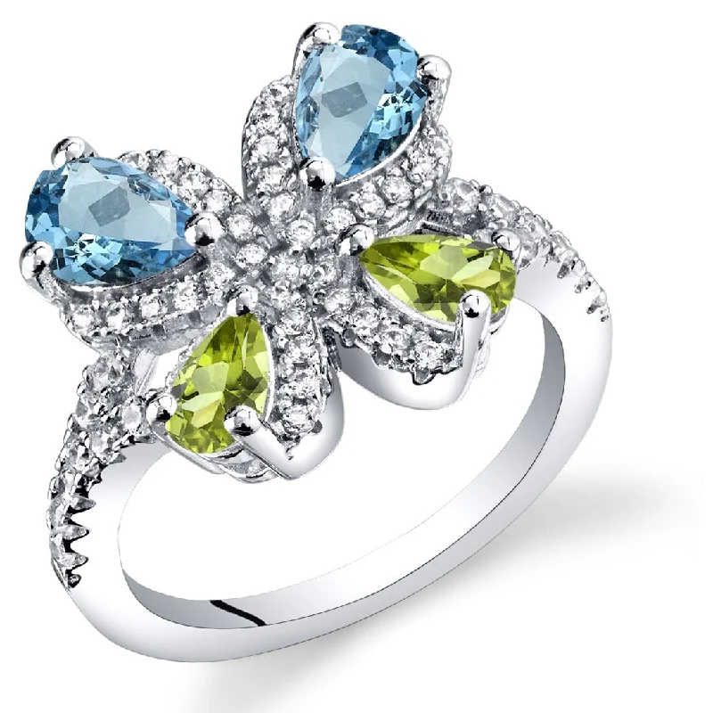 gemstone engagement rings -Sterling Silver 1.5 ct Swiss Blue Topaz Birthstone Ring