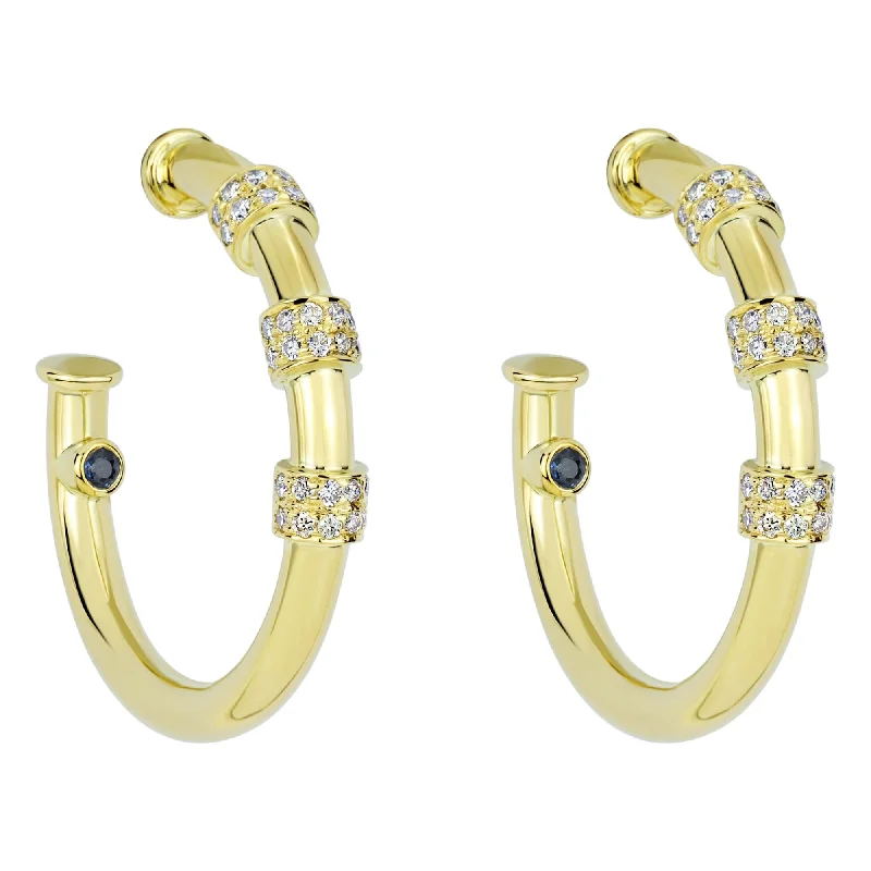 luxury gold earrings for women -Earrings - Blue Sapphire And Diamond