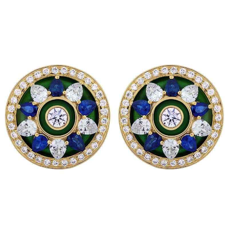 sapphire earrings for women -Earrings - Crystal, Blue Sapphire and Diamond