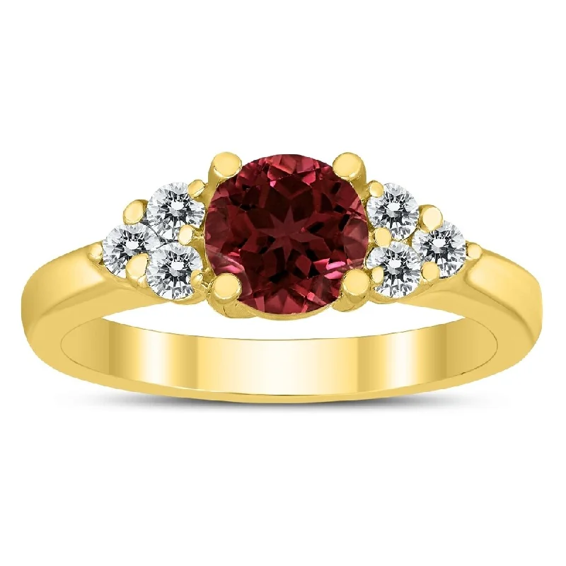 luxury rings for women -6MM Garnet and Diamond Cynthia Ring in 10K Yellow Gold