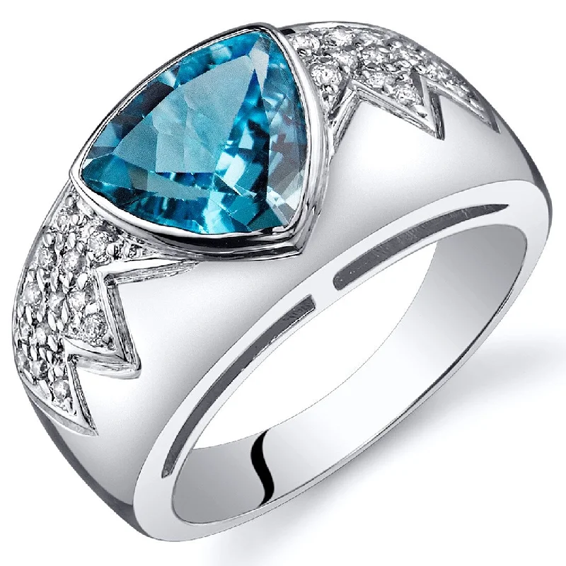 classic rings for women -Sterling Silver 2 ct Swiss Blue Topaz Birthstone Ring