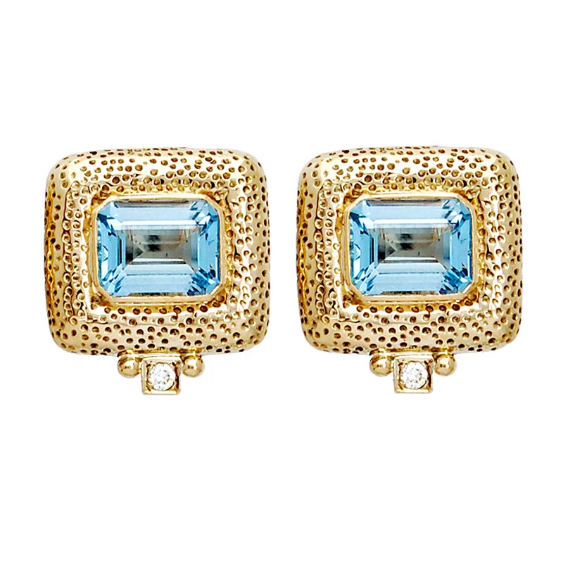 adjustable earrings for women -Earrings- Aquamarine And Diamond