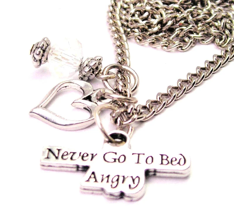 rose gold necklaces for women -Never Go To Bed Angry Necklace with Small Heart