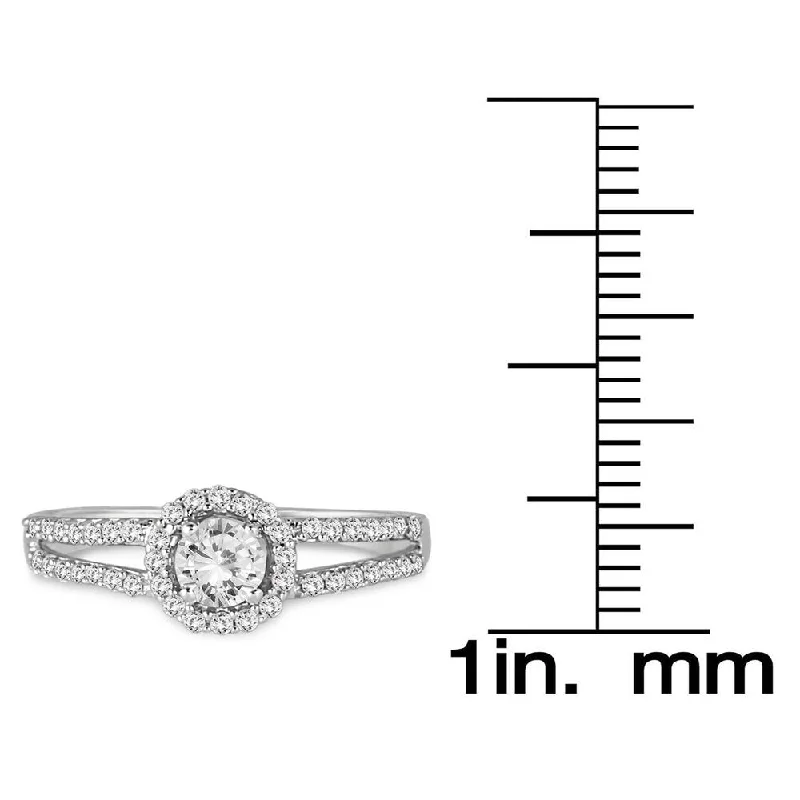 statement wedding rings for women -Marquee 10k White Gold 1/2ct TDW Diamond Split Shank Ring (I-J, I2-I3)