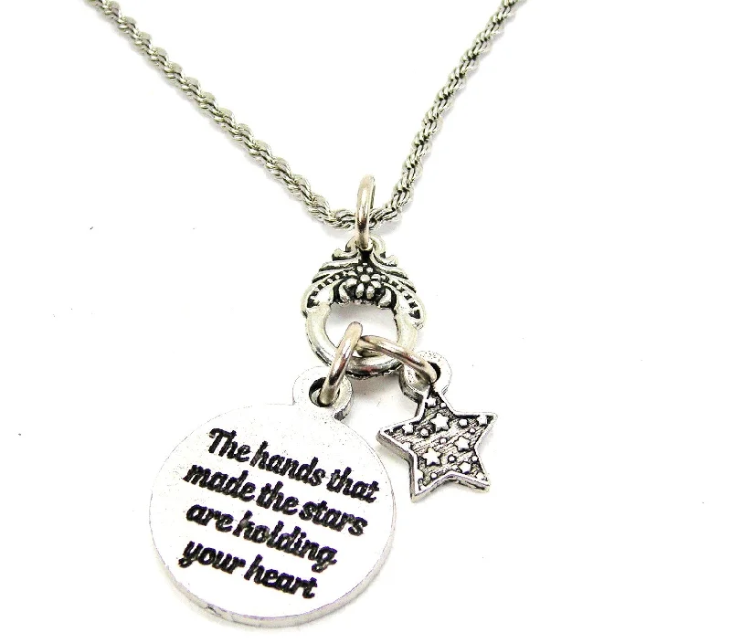 men's style necklaces for women -The Hands That Made The Stars Are Holding Your Heart Necklace