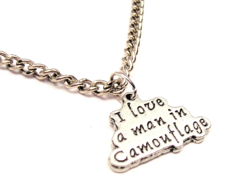 adjustable necklaces for women -I Love A Man In Camouflage Single Charm Necklace