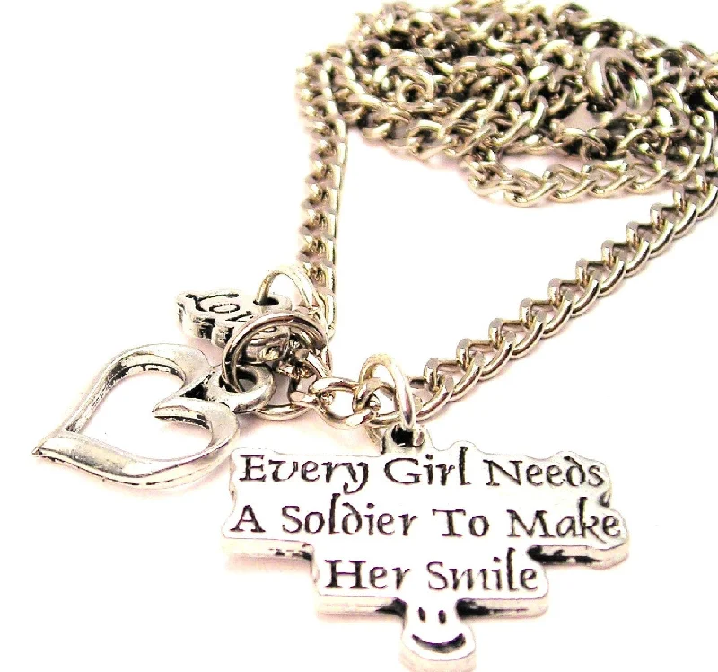 elegant necklaces for women -Every Girl Needs A Soldier To Make Her Smile Little Love Necklace