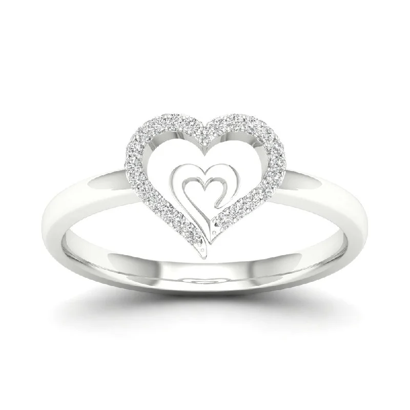 art deco rings for women -De Couer 10k Gold 1/20ct TDW Diamond Heart Ring