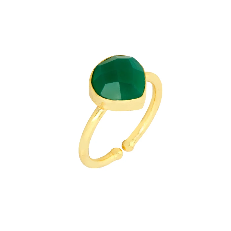 gemstone engagement rings -Lily Ring Green Onyx